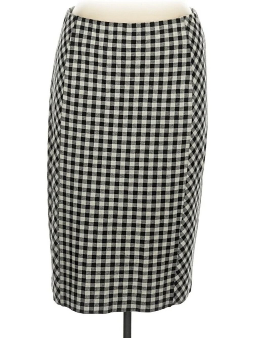 J.Jill Checkered Gingham Black & Cream ponte midi pencil skirt size L